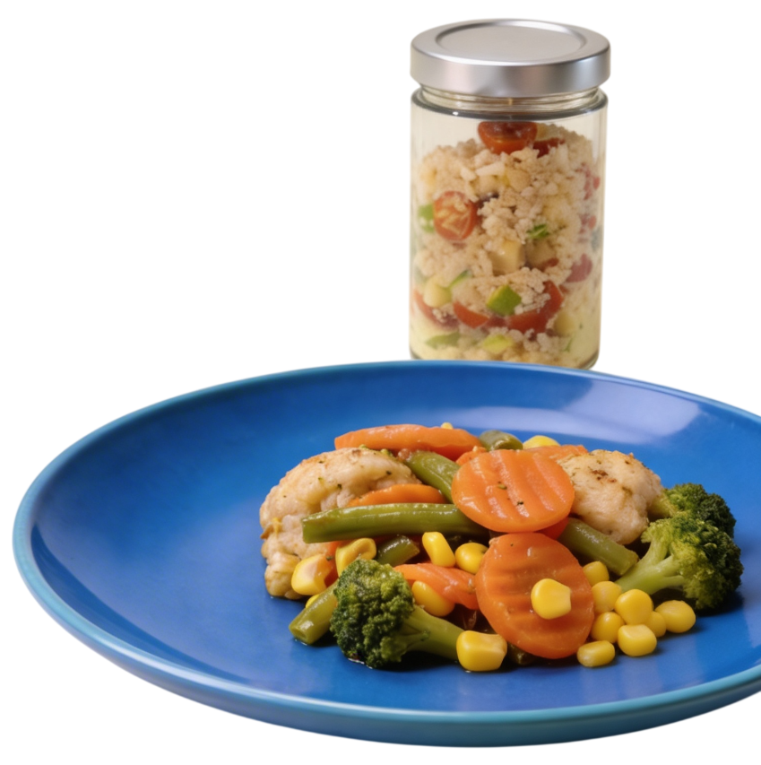 Comida saludable preparada por Comedida Valencia en envases de vidrio